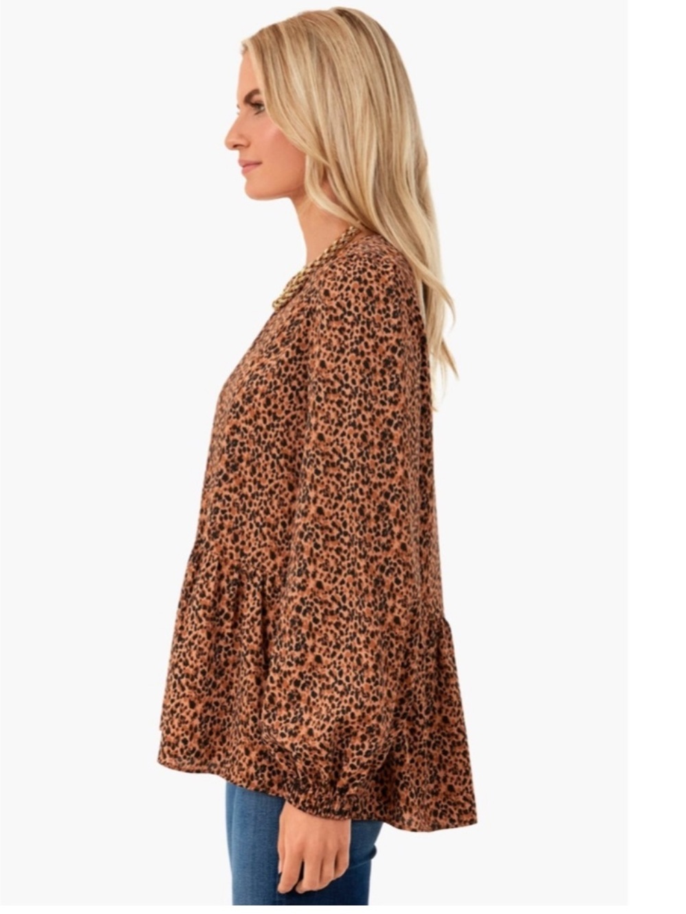 Tuckernuck Pomander Place Leopard Carlota Peplum Blouse Large - Picture 4 of 14
